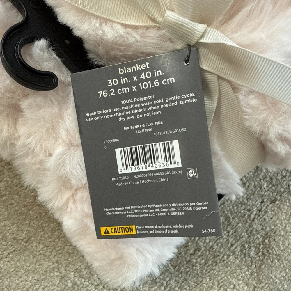 Modern Moments by Gerber Girl Baby Floral Pink Satin Trim Blanket NEW 30x40